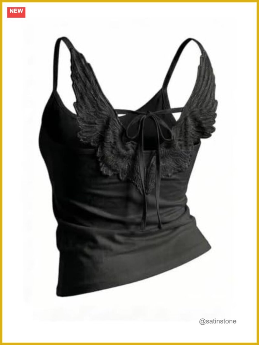 Angel Wings Embroidery Tank Top Y2K Spaghetti Strap Camisole